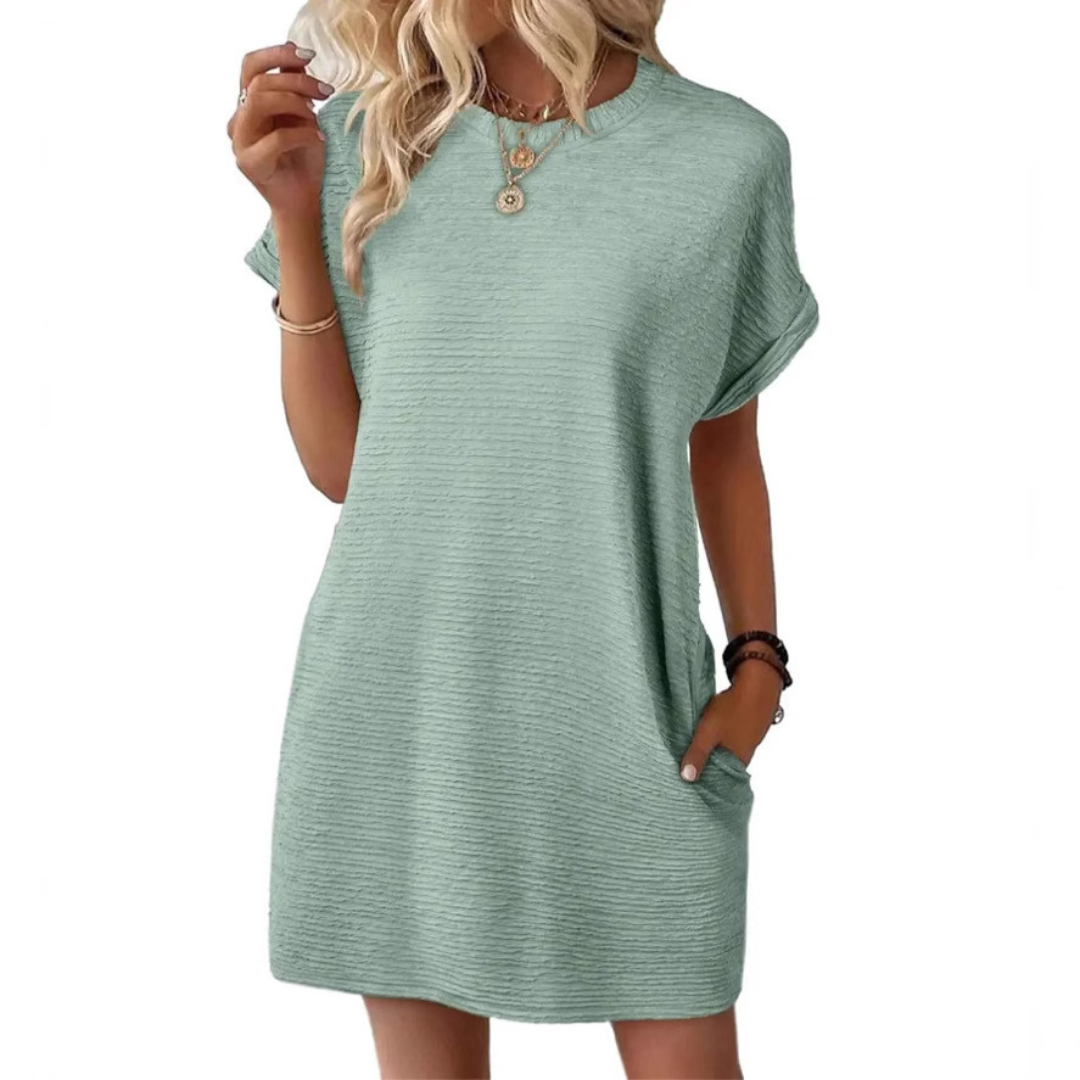 EVASHA™ – Casual minimalistisk sommerkjole med rund hals