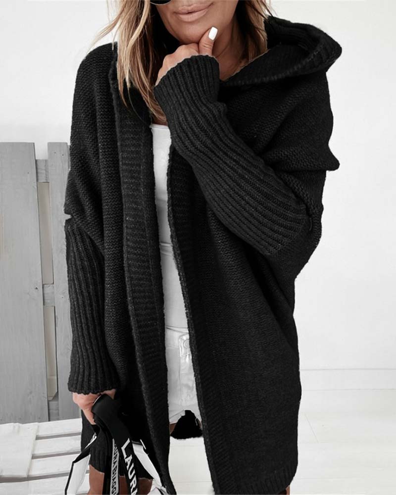Ensfarget cardigan med flaggermushette