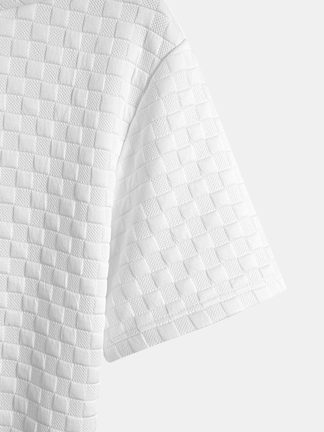 Rutemønster Jacquard bueformet kant hette-T-skjorte og Rutemønster Jacquard shorts