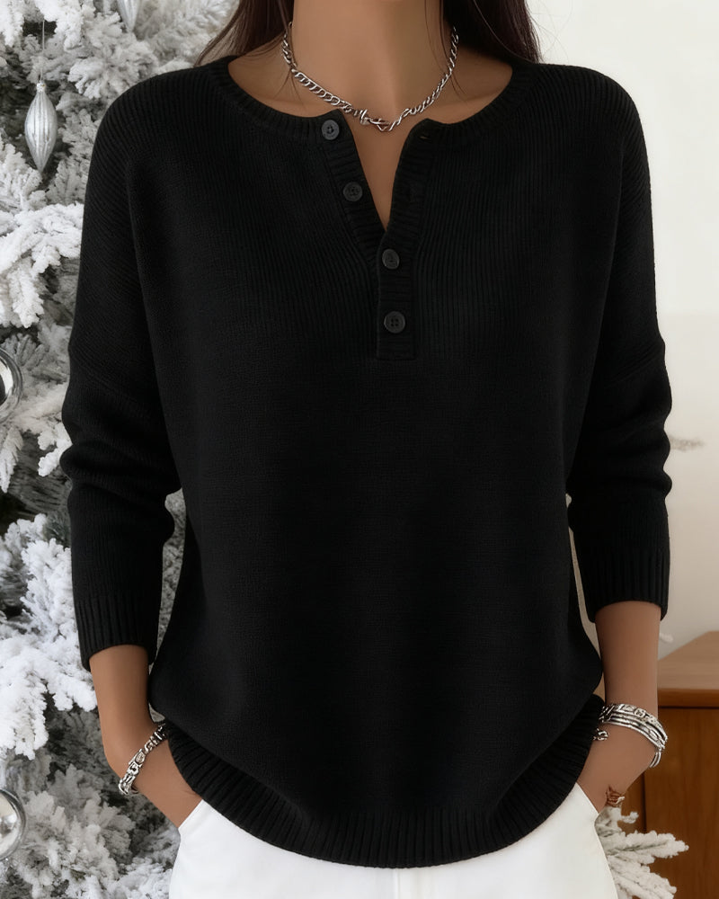 Langermet ensfarget cardigan med knapper