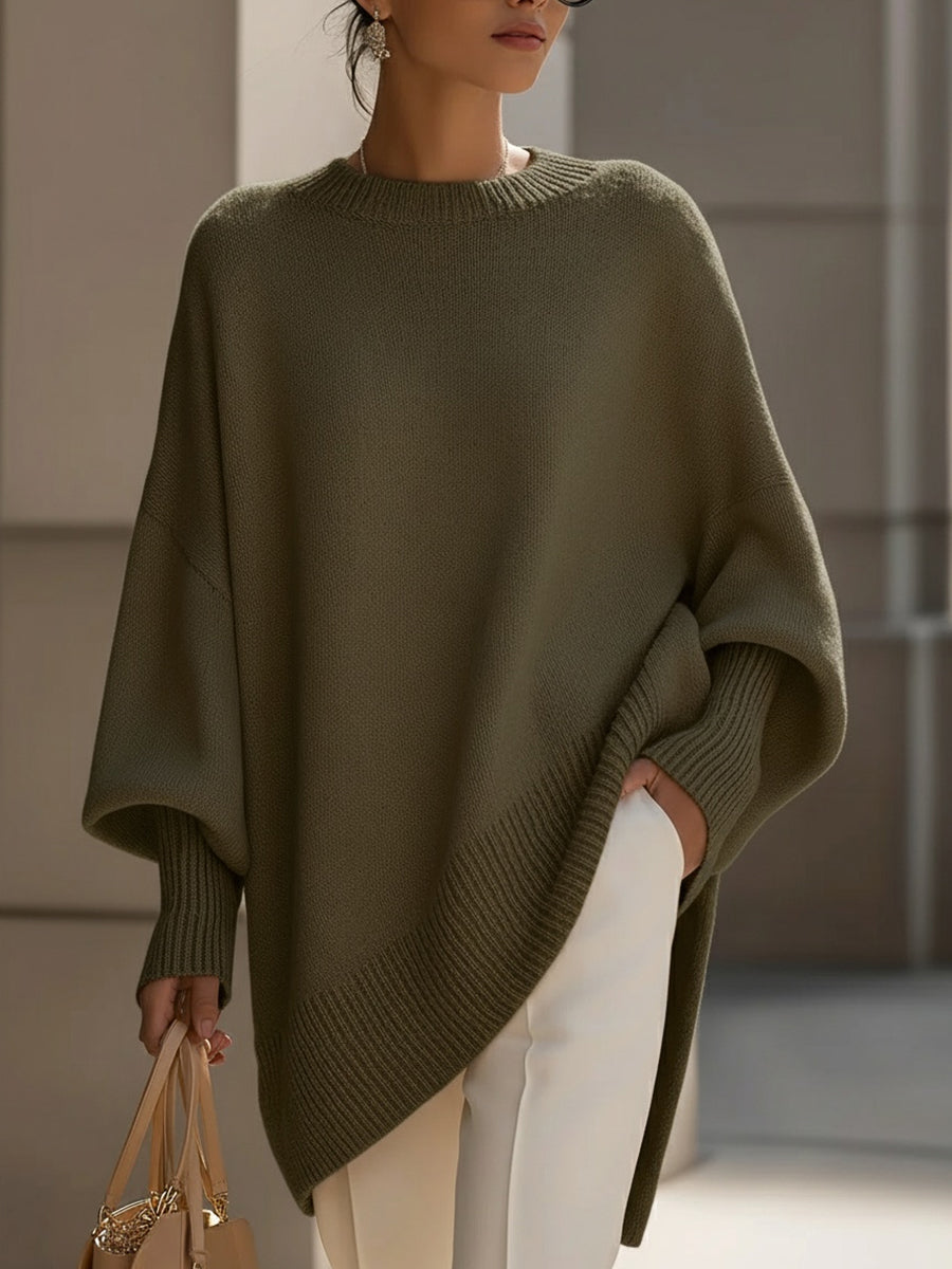 Liv | Oversized Strikket Poncho-Genser