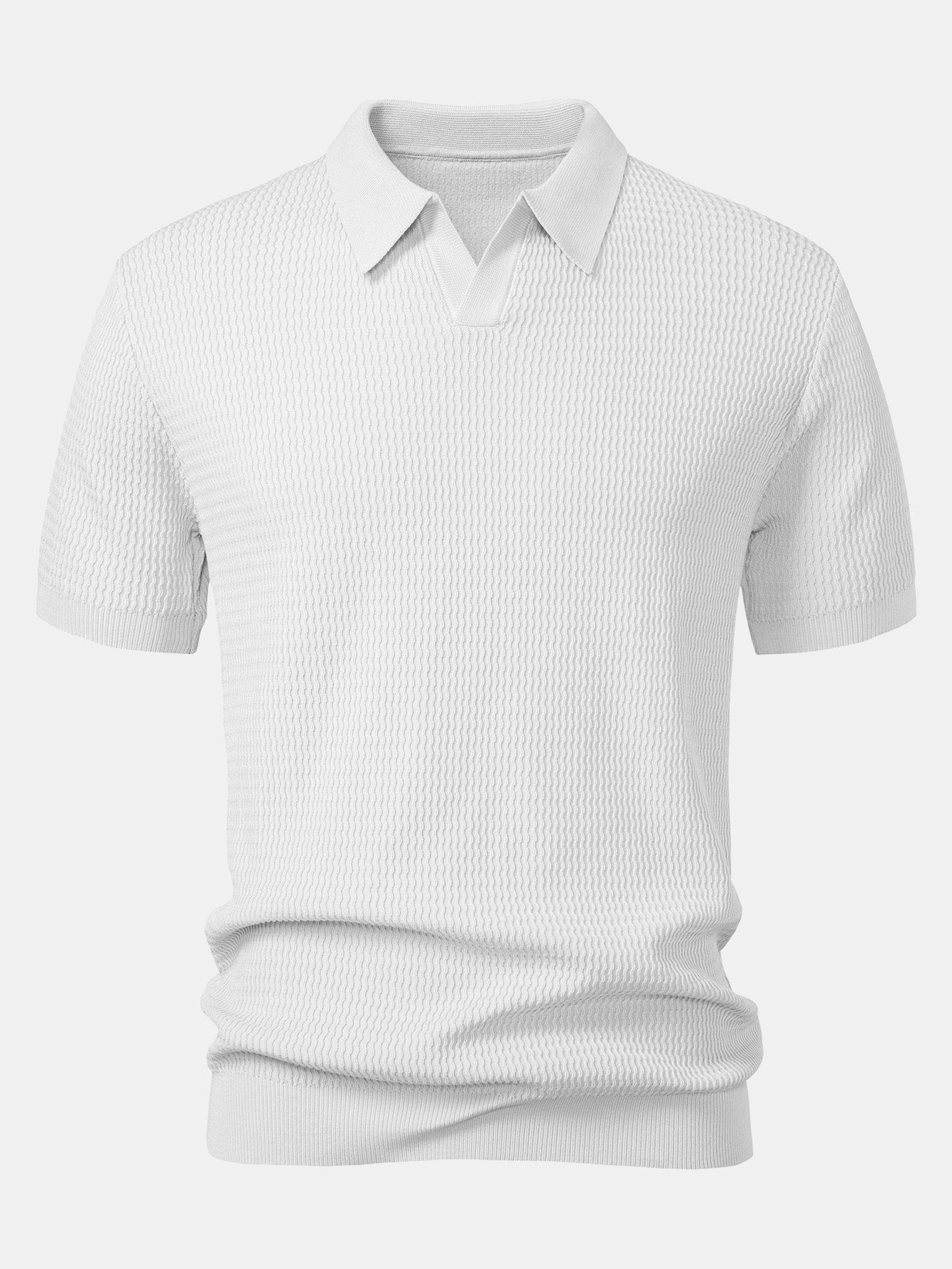 Golf jacquardstrikket V-hals polo-skjorte og smal passform taperet bukse