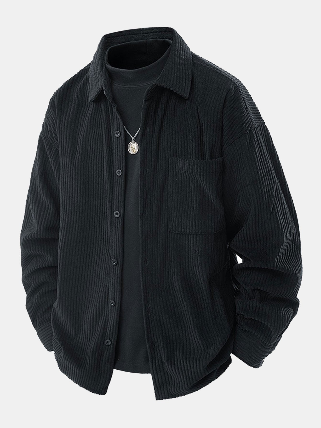 Relaxed passform corduroy-skjorte med knapper