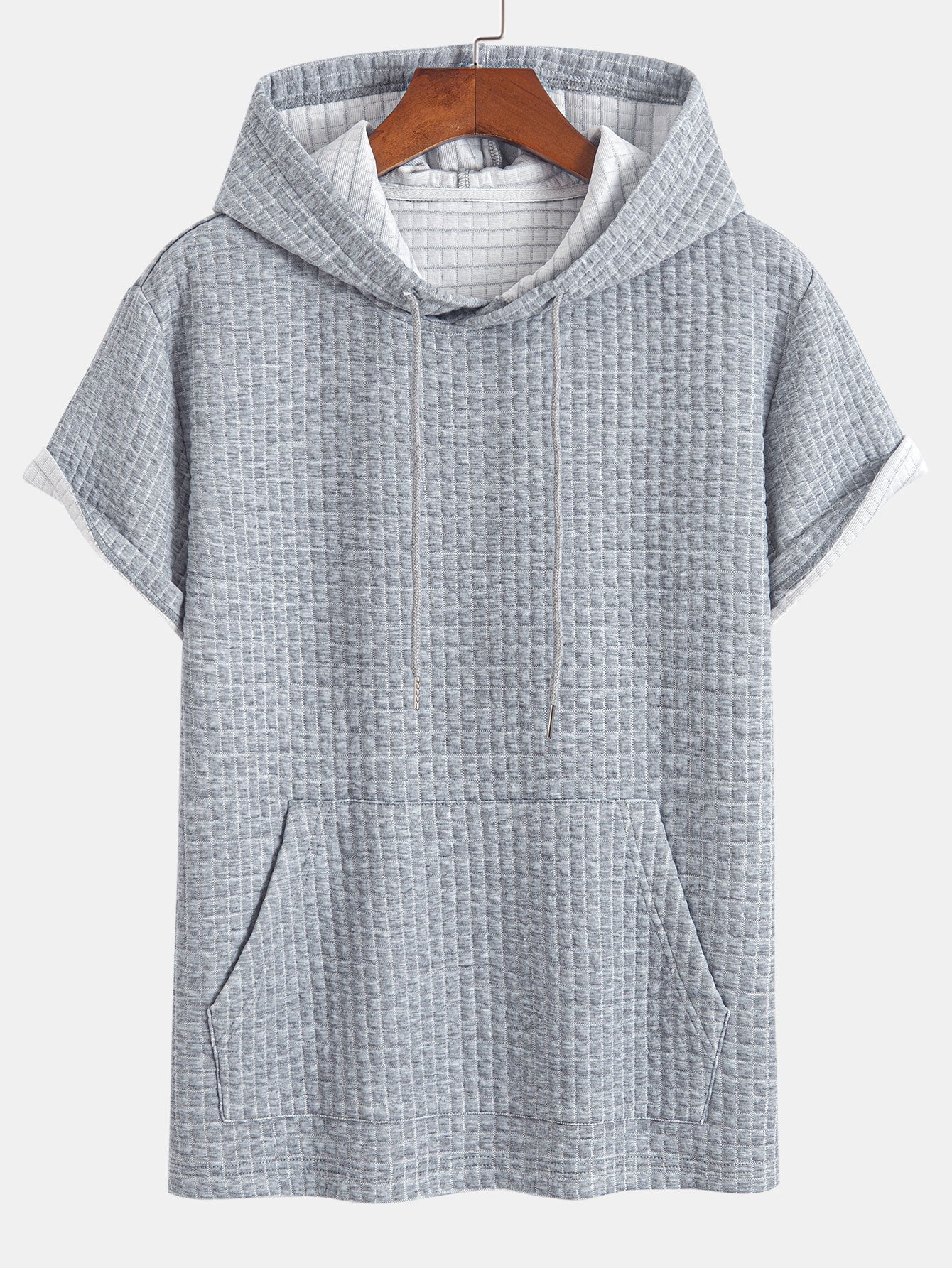 Kengurulomme vaffel-hettegenser T-skjorte og shorts