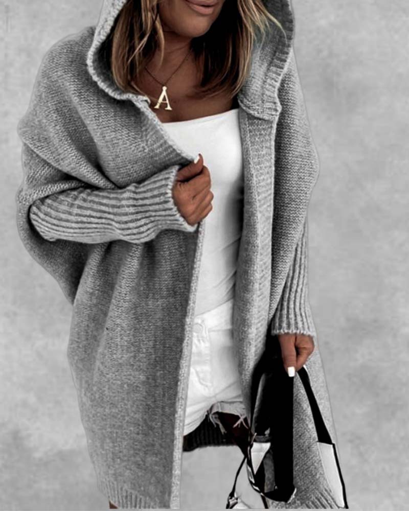 Ensfarget cardigan med flaggermushette