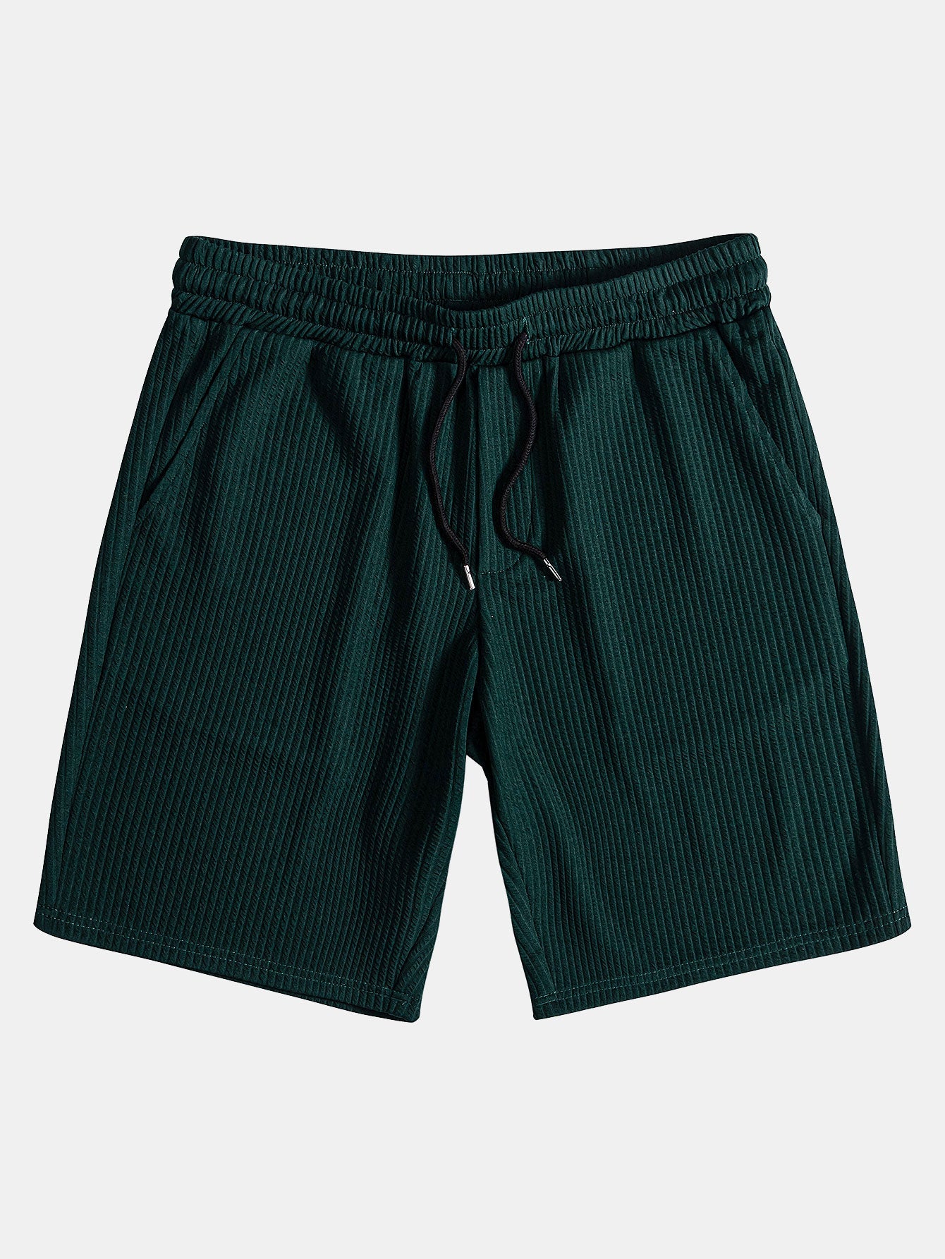Muskelpassform ribbet skjorte med knapper og shorts