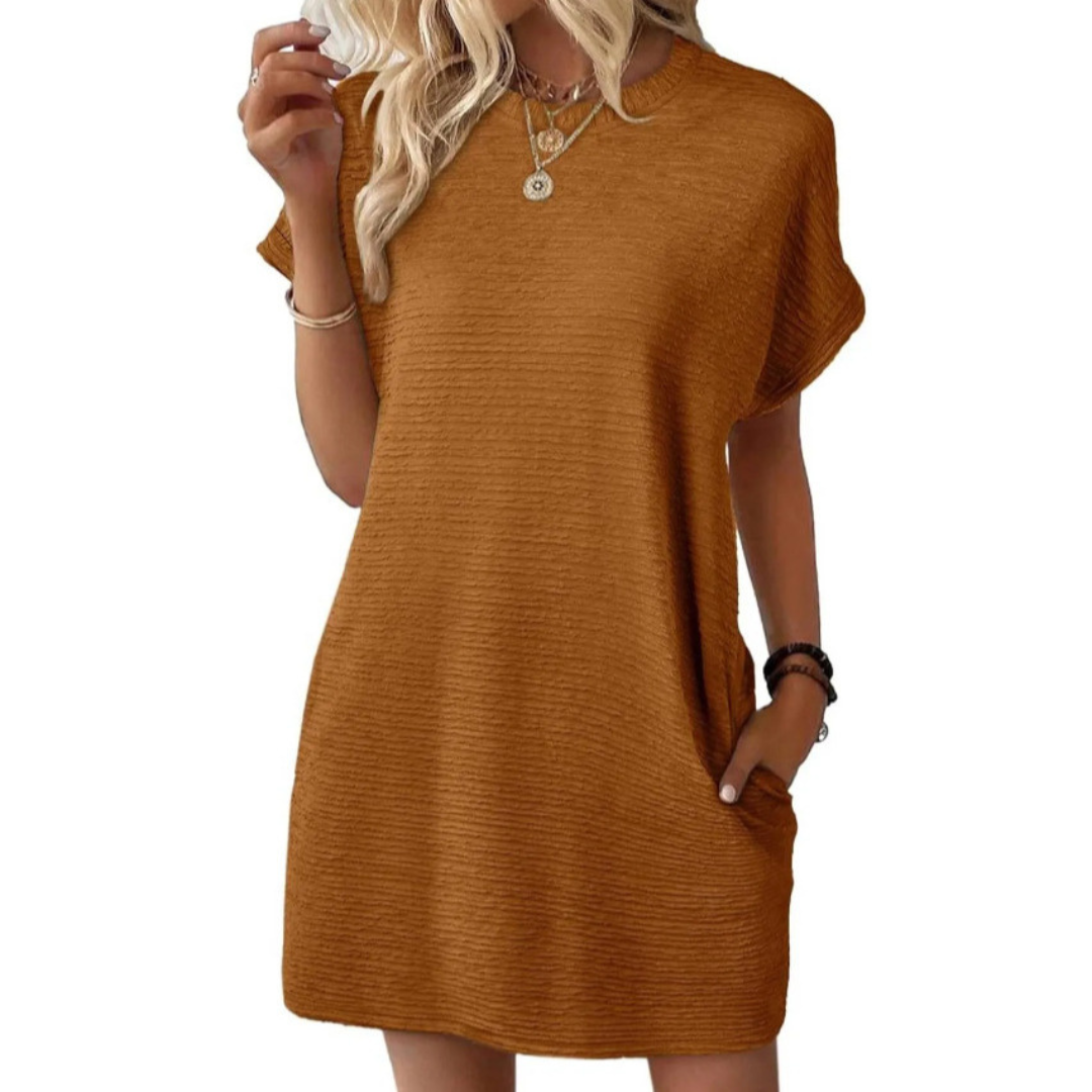 EVASHA™ – Casual minimalistisk sommerkjole med rund hals
