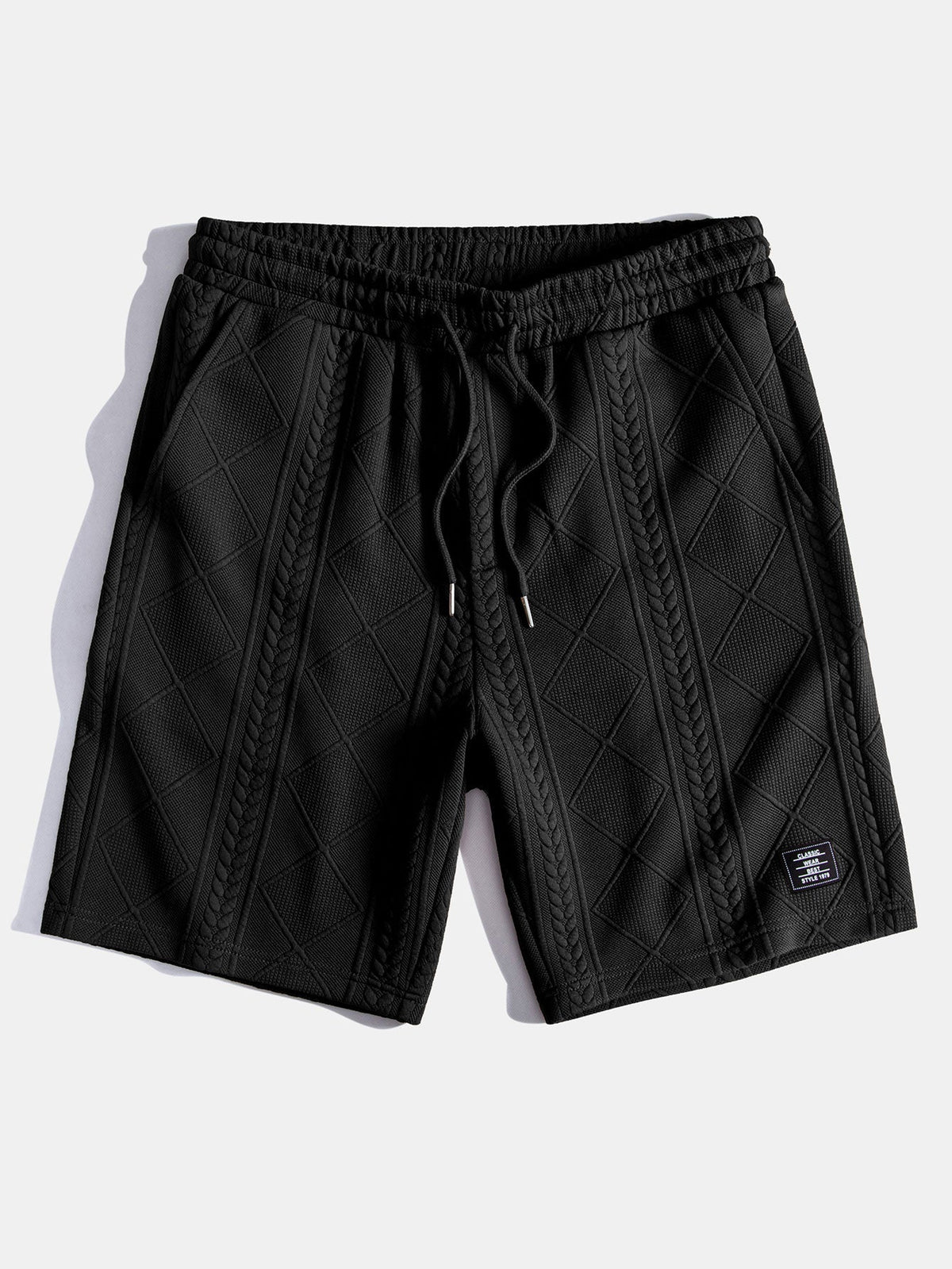 Kortermet geometrisk jacquard buet kant T-skjorte og shorts