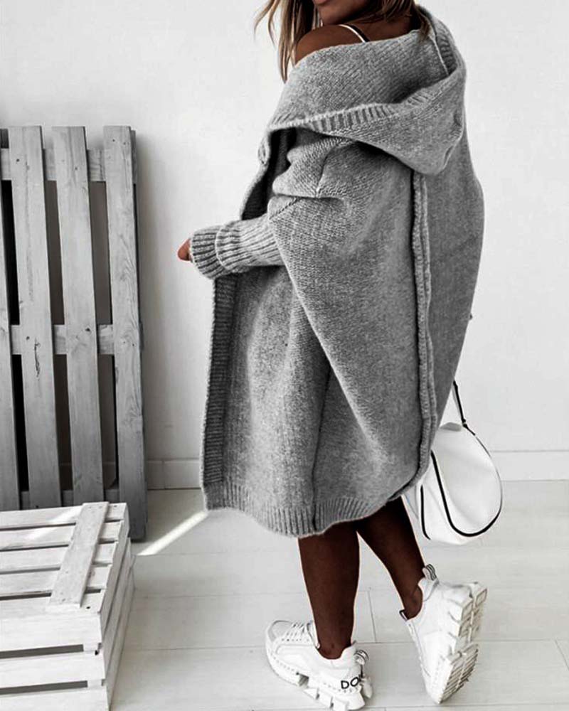 Ensfarget cardigan med flaggermushette