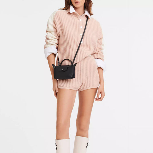 Mini lær Longchamp-veske - svart