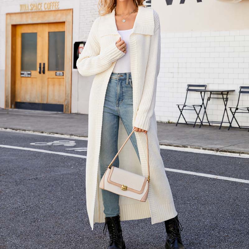 Uformell Ensfarget Lang Cardigan