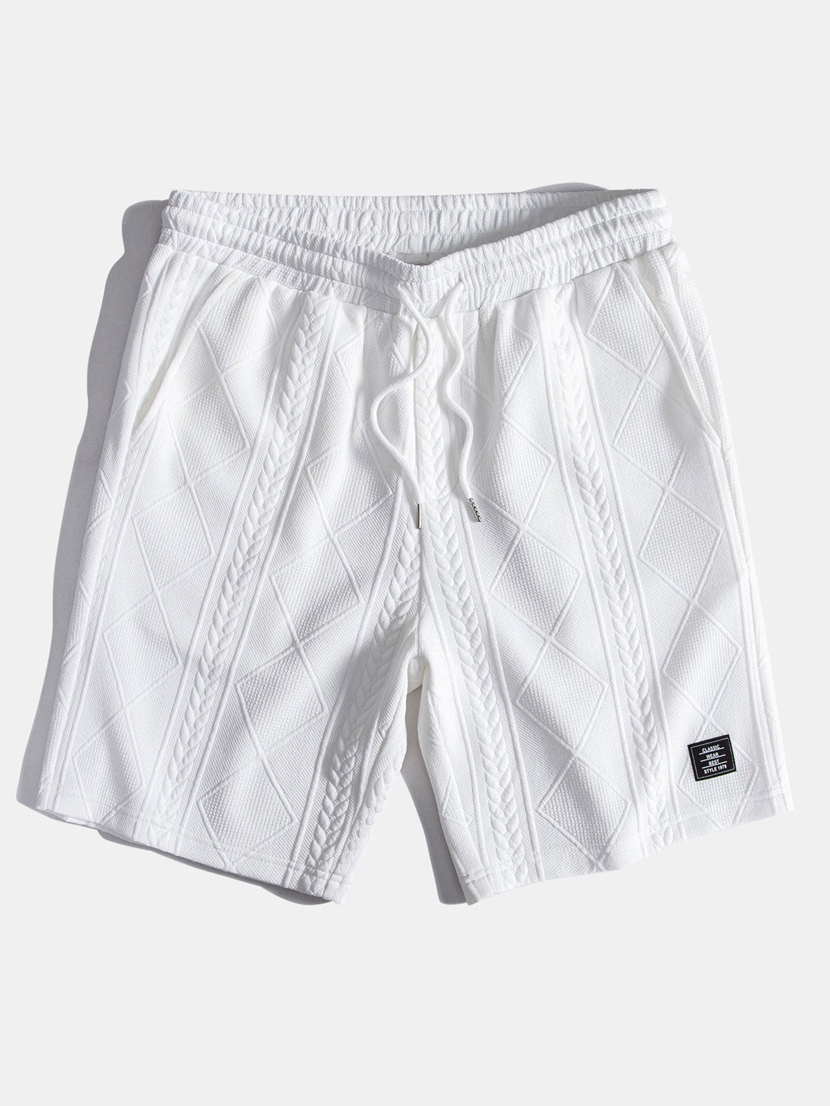 Kortermet geometrisk jacquard buet kant T-skjorte og shorts