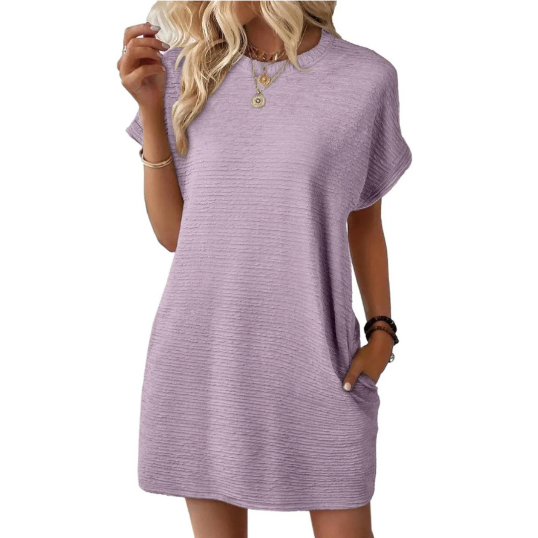 EVASHA™ – Casual minimalistisk sommerkjole med rund hals