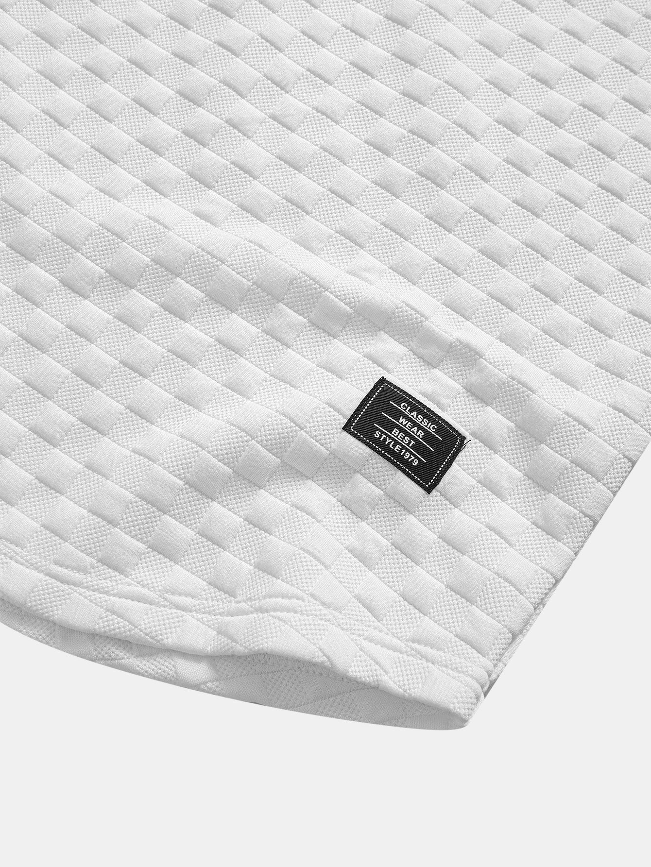 Rutemønster Jacquard bueformet kant hette-T-skjorte og Rutemønster Jacquard shorts