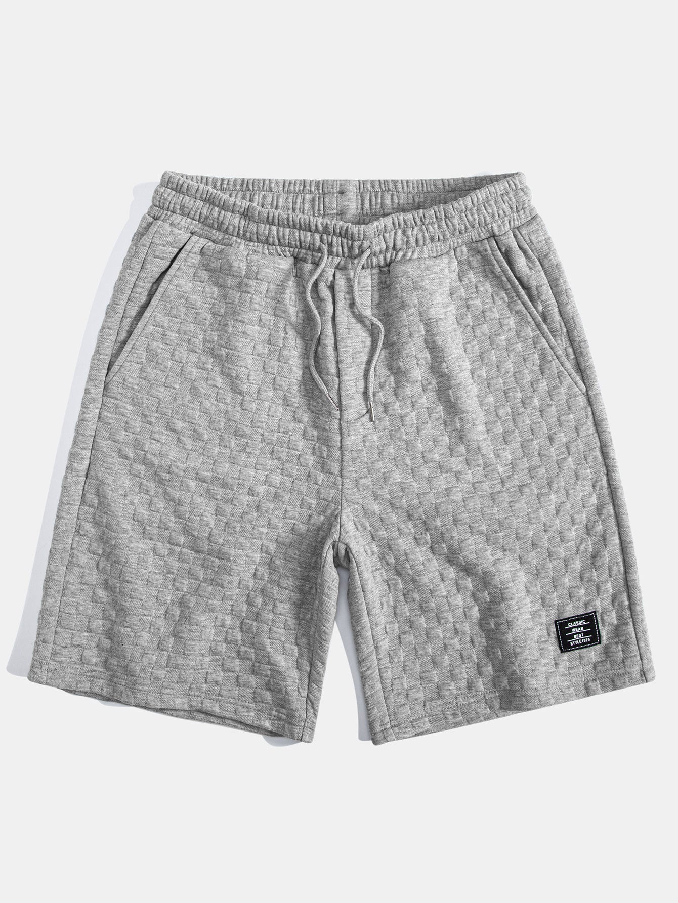 Rutemønster Jacquard bueformet kant hette-T-skjorte og Rutemønster Jacquard shorts