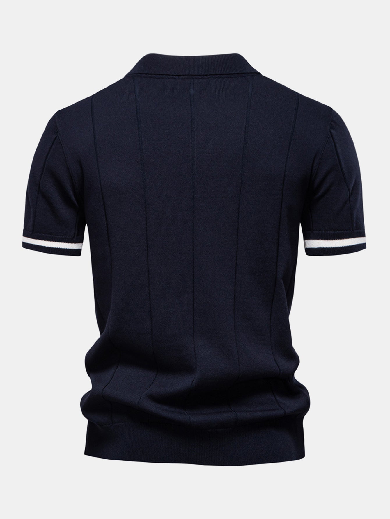 Kontrastfarget bånd med glidelås strikket poloskjorte og slim fit tilspissede bukser