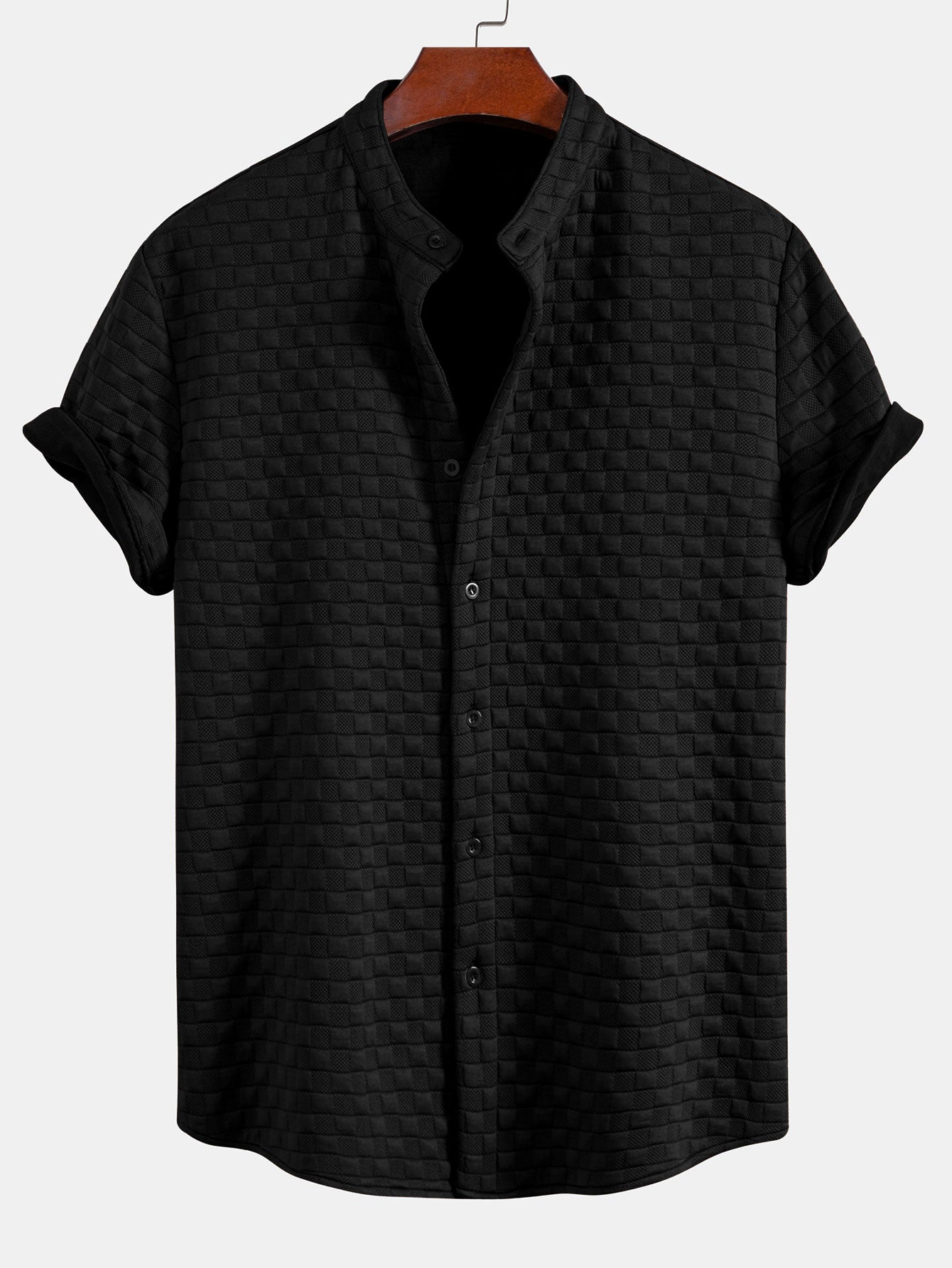 Dameskjorte med krage i sjakkbrettmønster og Jacquardshorts i sjakkbrettmønster