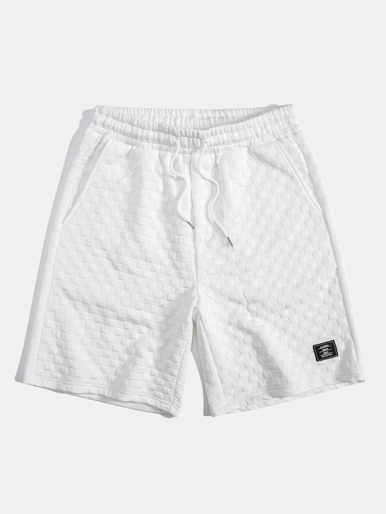 Rutemønster Jacquard bueformet kant hette-T-skjorte og Rutemønster Jacquard shorts