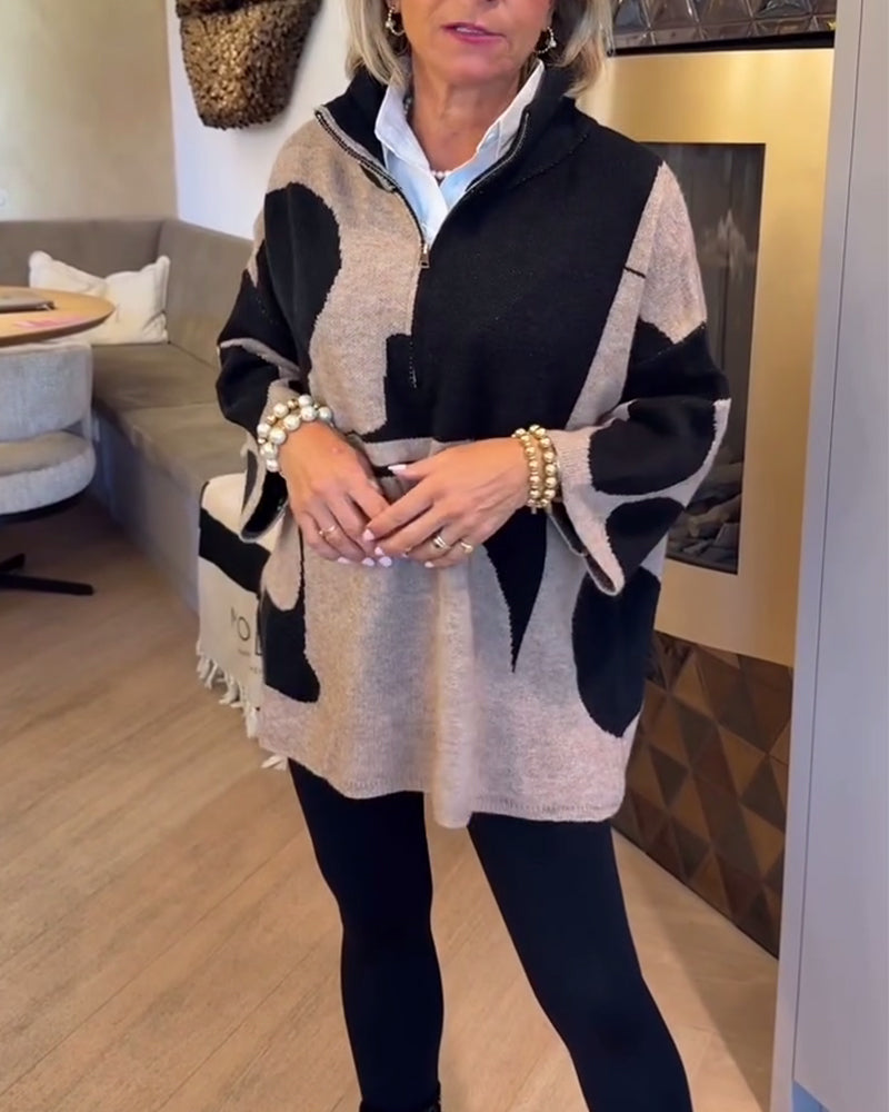 Genser med halvglidelås og moteriktig ståkrage