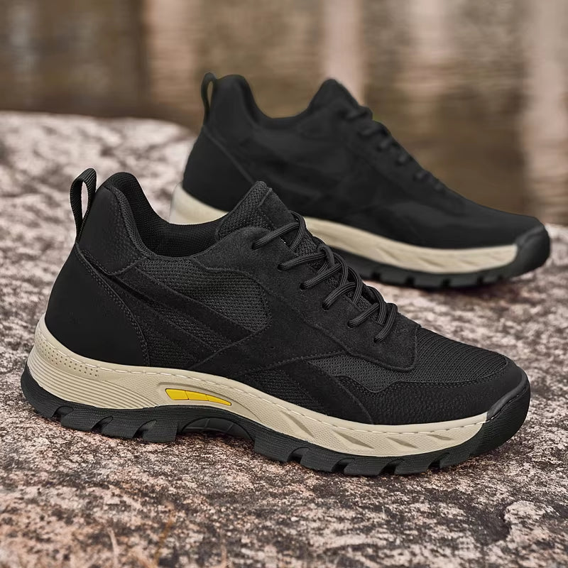 Herresko med skjult høyde – Pustende sneakers i ekte skinn og mesh, perfekt for sport og fritid