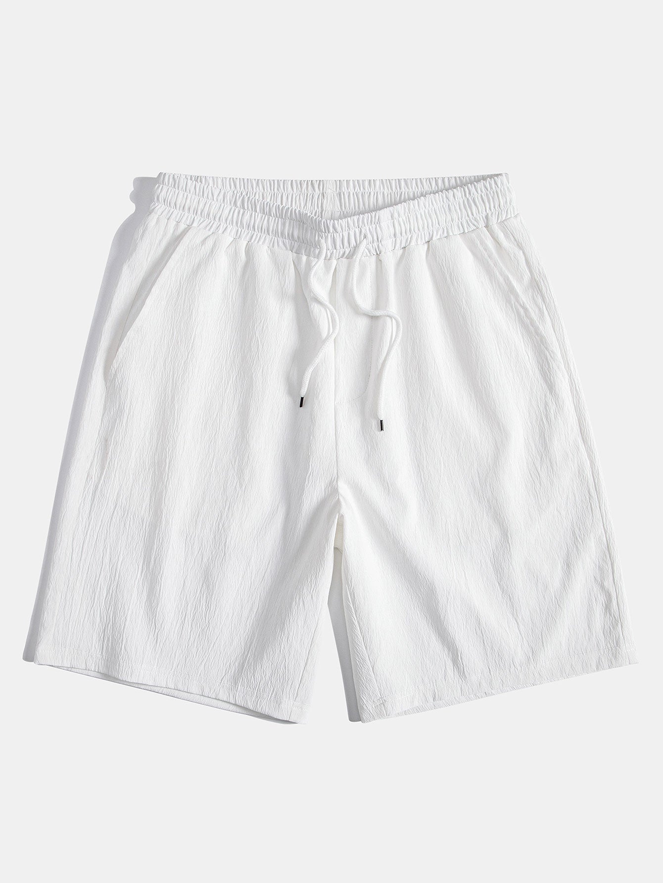 Ribbet strukturert skjorte med knapper og ribbet strukturert shorts med snøring