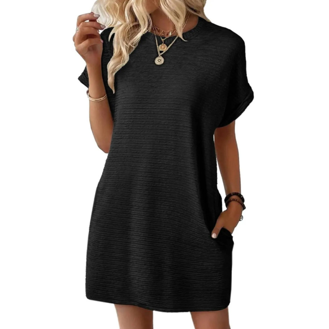 EVASHA™ – Casual minimalistisk sommerkjole med rund hals