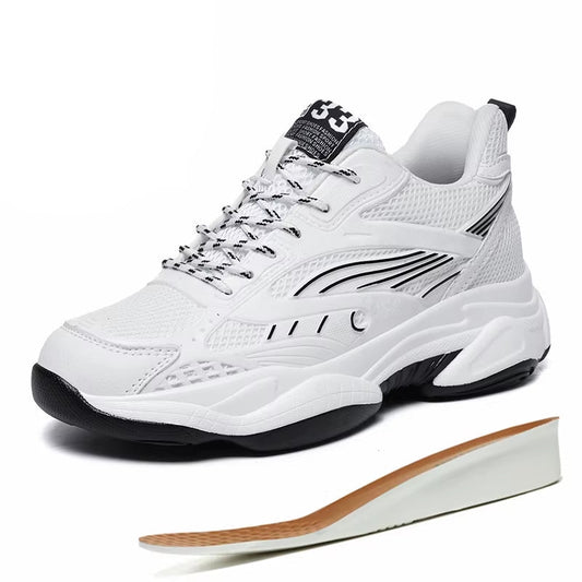 Herresneakers med Skjult 6 cm Høydeøkning – Pustende og Sklisikker Komfort