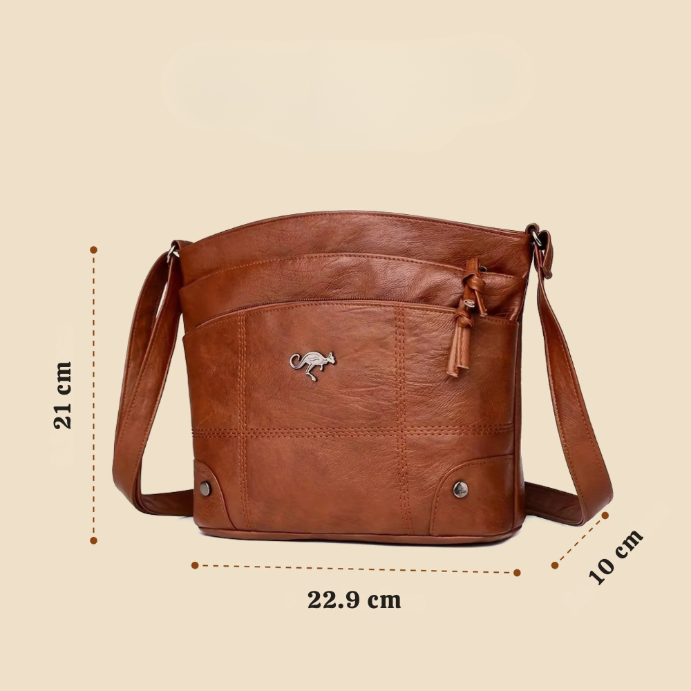Lær Kenguru Pin Crossbody Bag