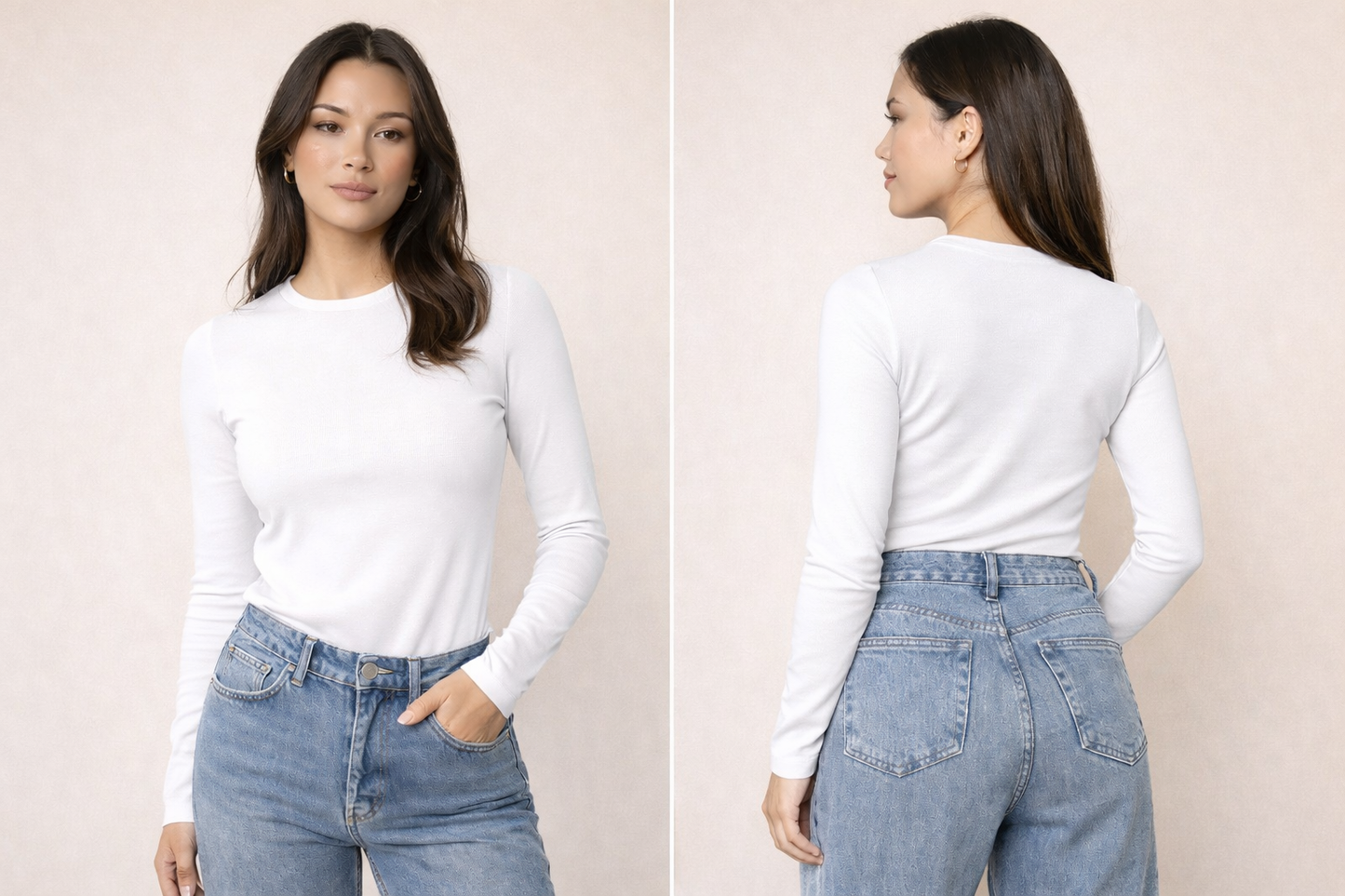 Basic tettsittende langermet topp