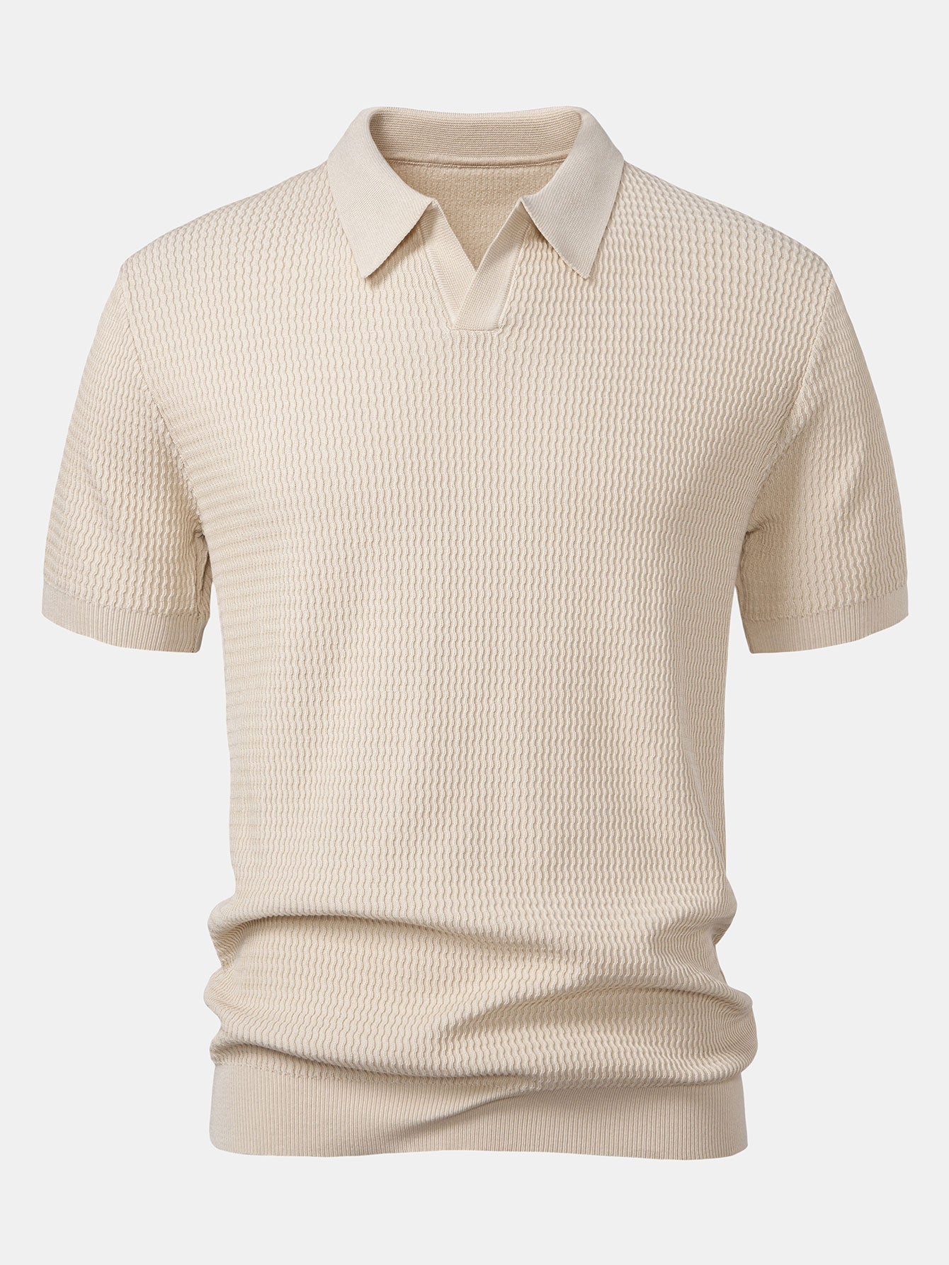 Golf jacquardstrikket V-hals polo-skjorte og smal passform taperet bukse