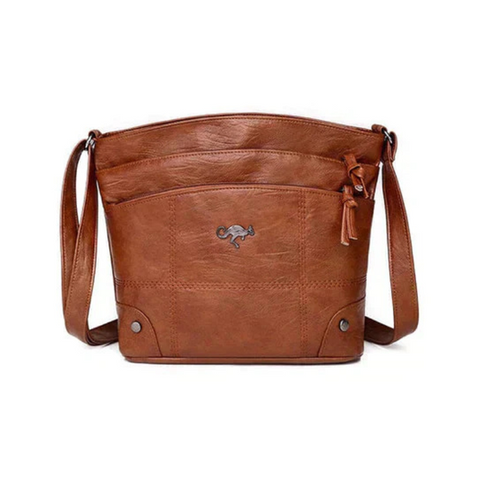 Lær Kenguru Pin Crossbody Bag