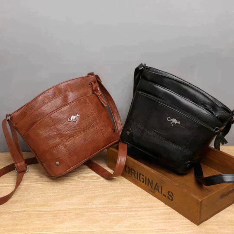 Lær Kenguru Pin Crossbody Bag