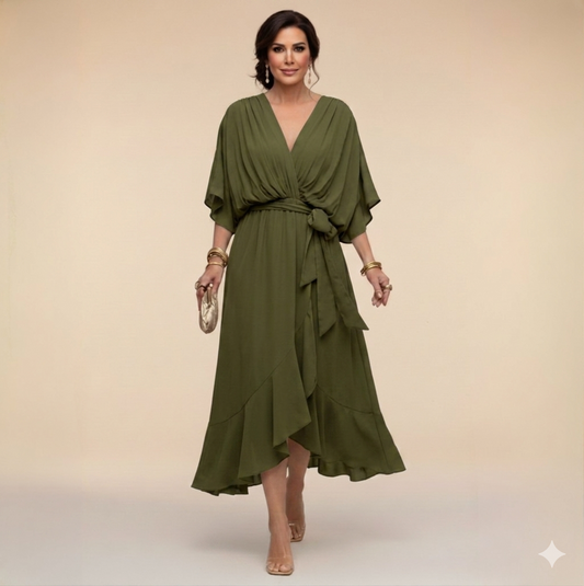 MARTA™ | Chiffonkjole med V-hals