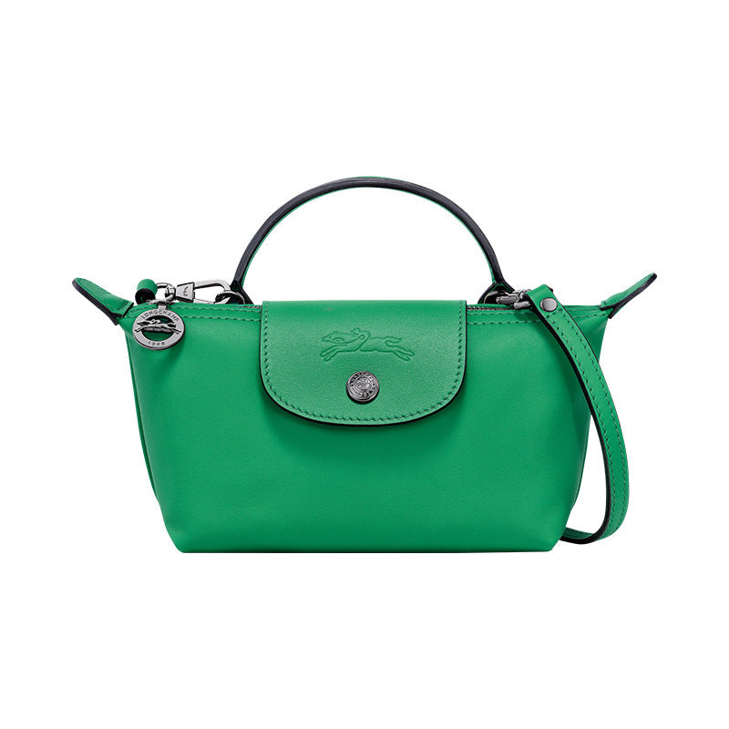 Mini Longchamp-lærveske - grønn