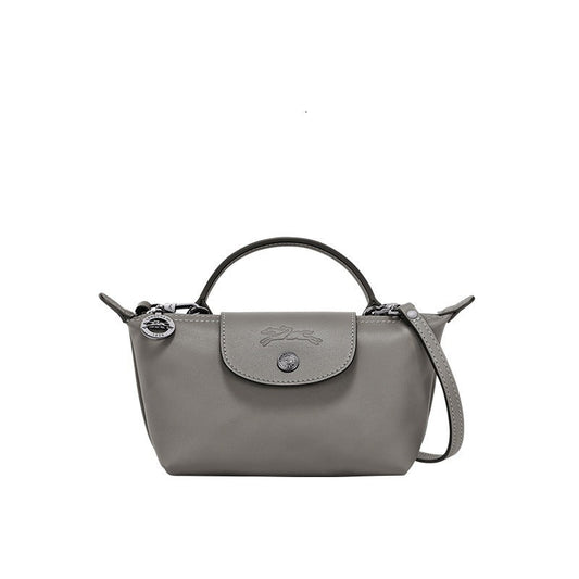 Mini lær Longchamp-veske - grå