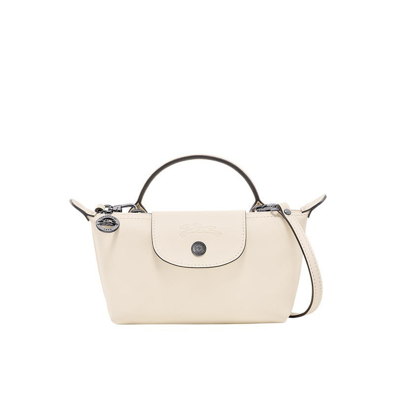 Mini lær Longchamp-veske – hvit