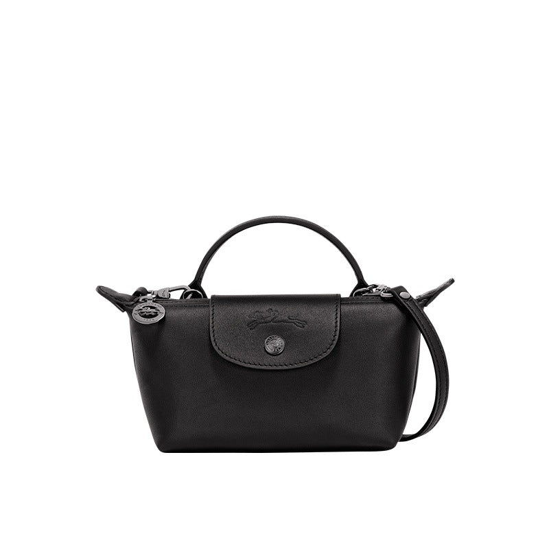 Mini lær Longchamp-veske - svart