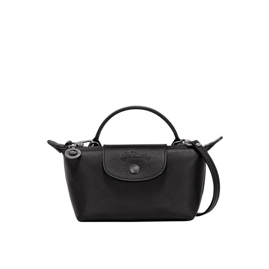 Mini lær Longchamp-veske - svart