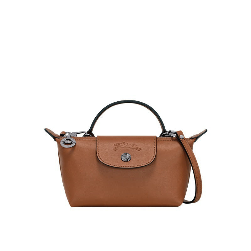 Mini lær Longchamp-veske - brun