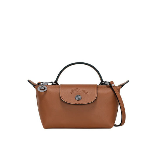 Mini lær Longchamp-veske - brun