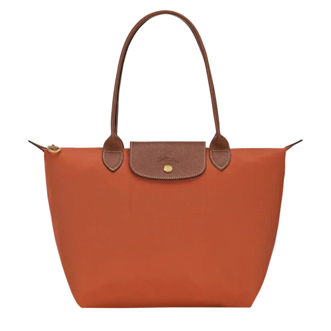 Longchamp - stor Le Pliage Tote, mursteinfarget