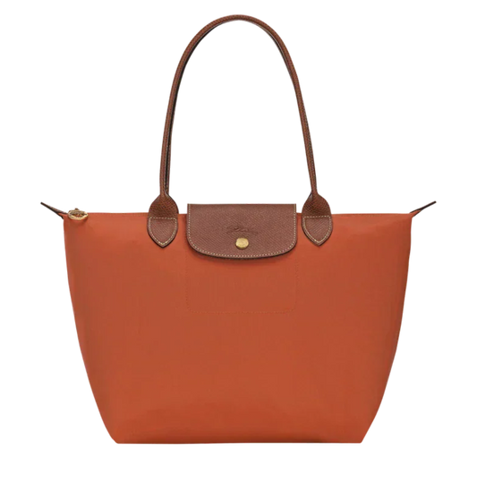 Longchamp - stor Le Pliage Tote, mursteinfarget