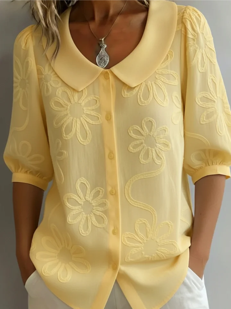 Sara – Bluse med broderte blomster
