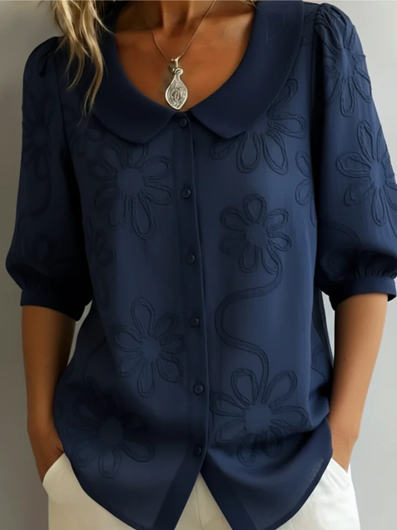 Sara – Bluse med broderte blomster