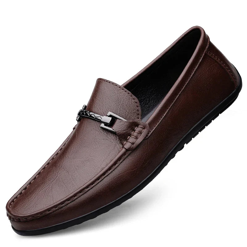 Herre Loafers i Ekte Skinn – Håndlagde Slip-on Mokasiner med Myk Såle