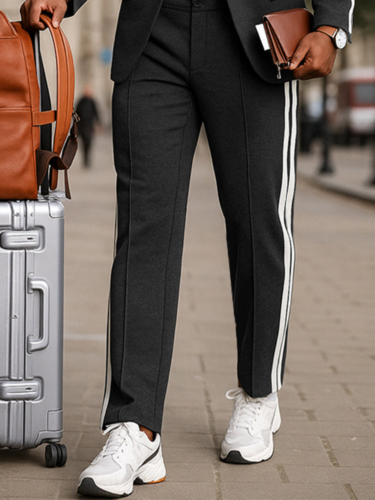 Moderne Blazer- og Buksesett med Sidestripe