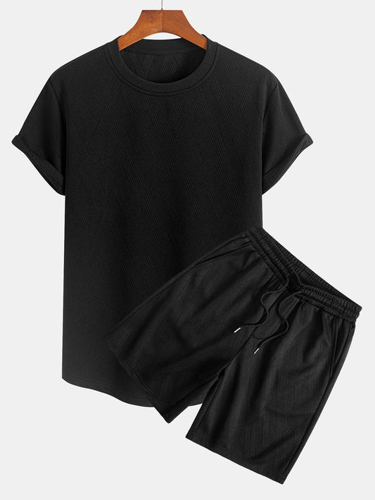 Diamantjakard buekant T-skjorte og Diamantjakard shorts
