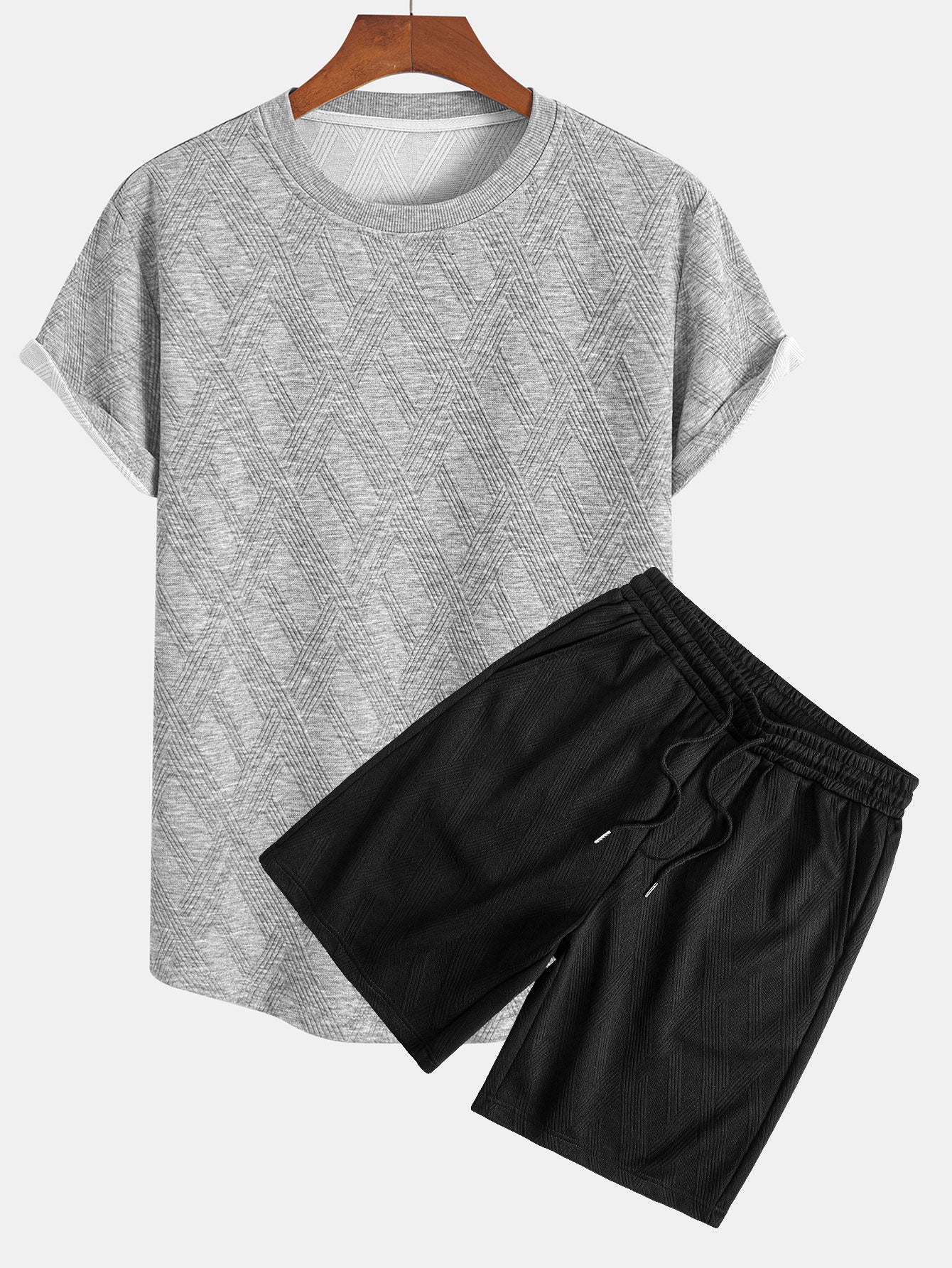 Diamantjakard buekant T-skjorte og Diamantjakard shorts