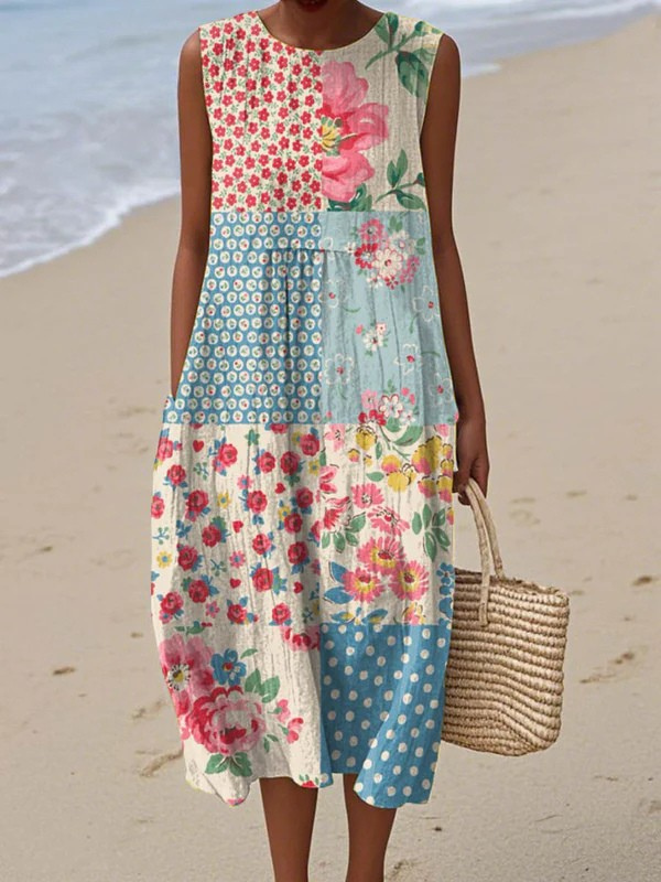 Anna™ Patchwork midikjole