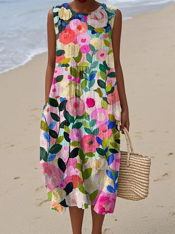 Ava™ Blomstret midikjole